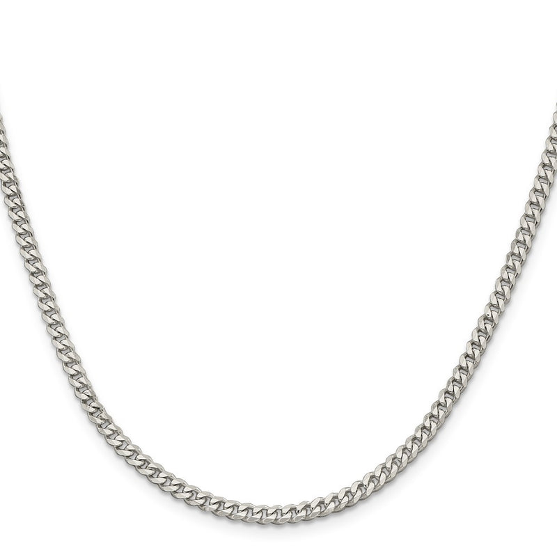 30 Inch Sterling Silver Rhodium-Plated 3.5mm Curb Chain Necklace