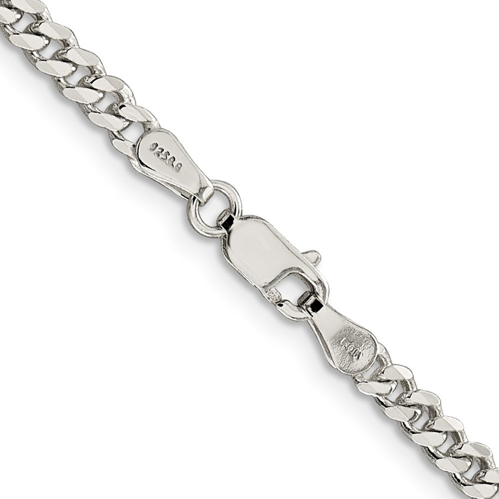 30 Inch Sterling Silver Rhodium-Plated 3.5mm Curb Chain Necklace