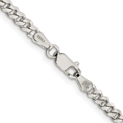 30 Inch Sterling Silver Rhodium-Plated 3.5mm Curb Chain Necklace