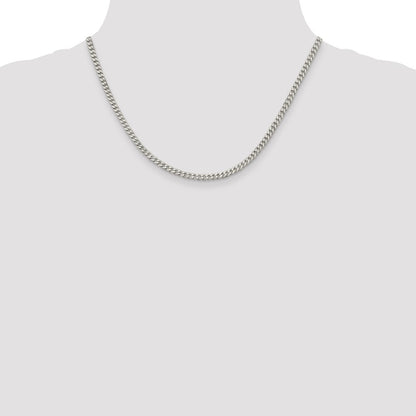 18 Inch Sterling Silver Rhodium-Plated 3.5mm Curb Chain Necklace