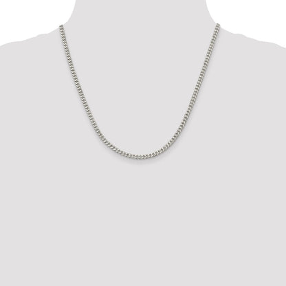 20 Inch Sterling Silver Rhodium-Plated 3.5mm Curb Chain Necklace