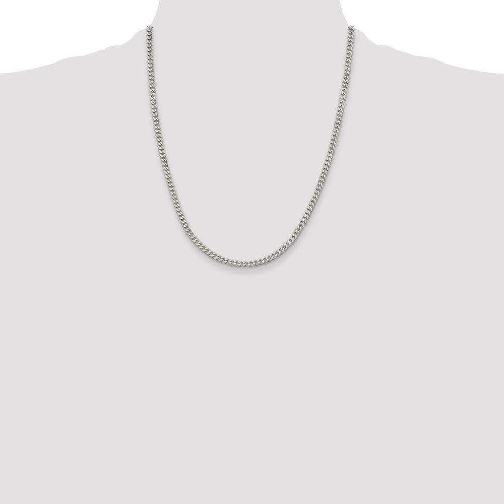 22 Inch Sterling Silver Rhodium-Plated 3.5mm Curb Chain Necklace