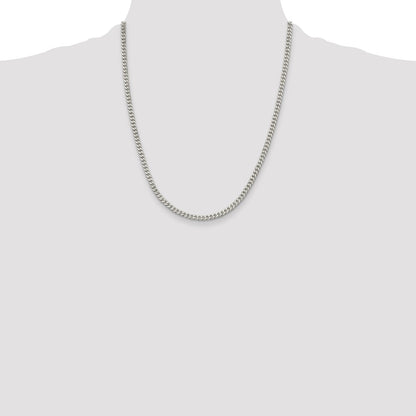 22 Inch Sterling Silver Rhodium-Plated 3.5mm Curb Chain Necklace