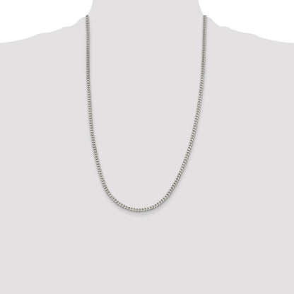 26 Inch Sterling Silver Rhodium-Plated 3.5mm Curb Chain Necklace