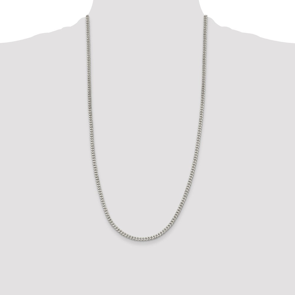 28 Inch Sterling Silver Rhodium-Plated 3.5mm Curb Chain Necklace