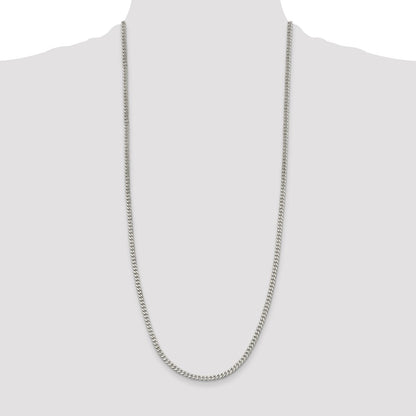 30 Inch Sterling Silver Rhodium-Plated 3.5mm Curb Chain Necklace