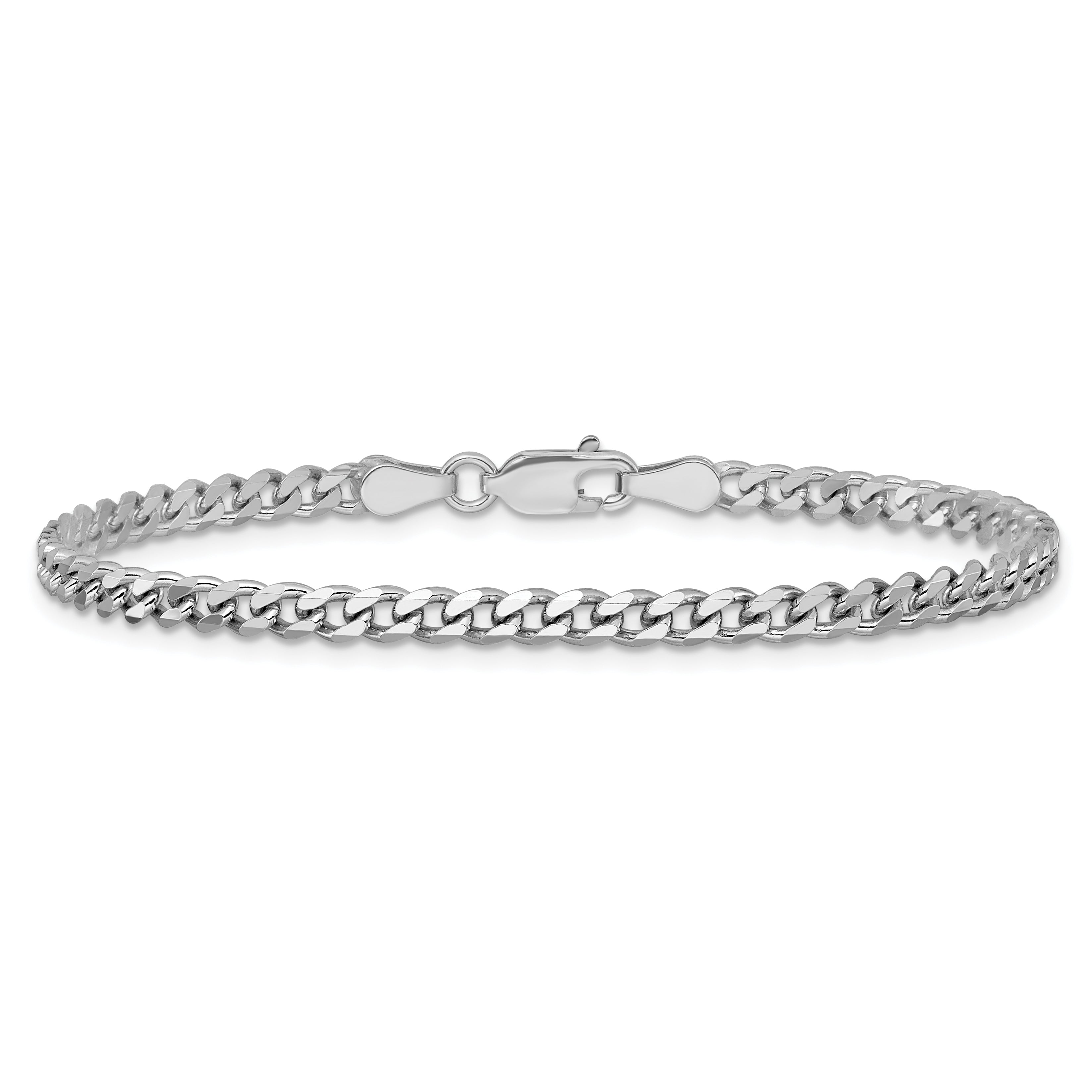 7 Inch Sterling Silver Rhodium-Plated 3.5mm Curb Chain