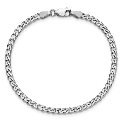 7 Inch Sterling Silver Rhodium-Plated 3.5mm Curb Chain