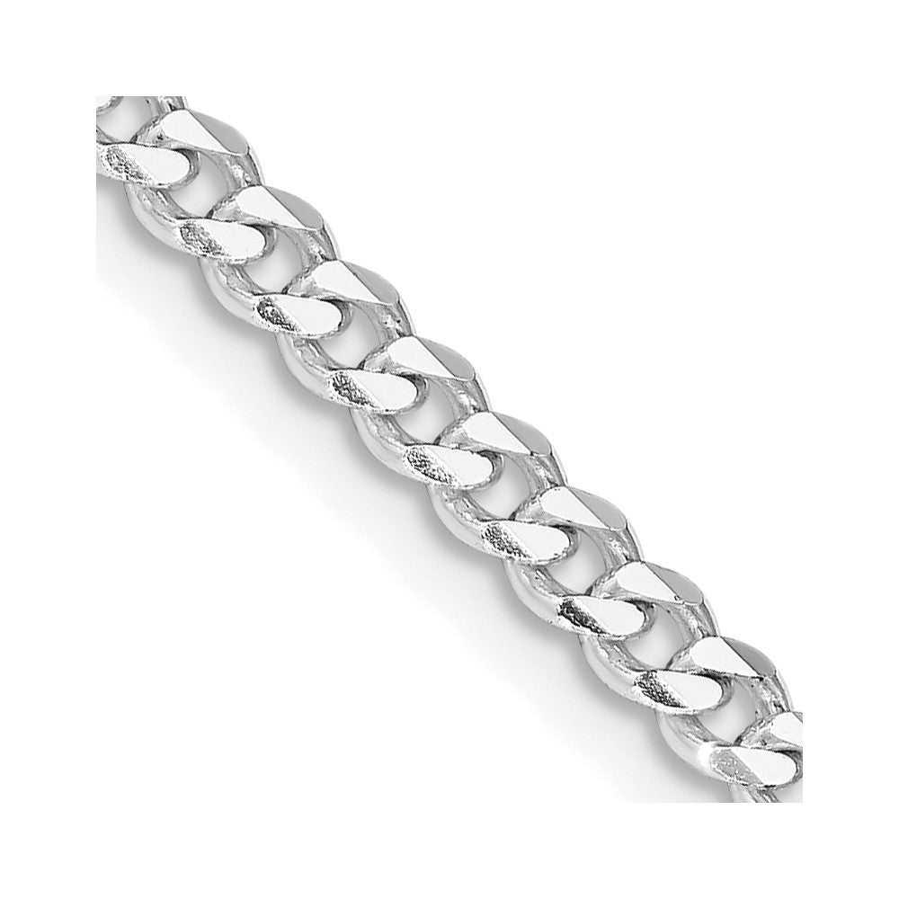 26 Inch Sterling Silver Rhodium-Plated 3.5mm Curb Chain Necklace