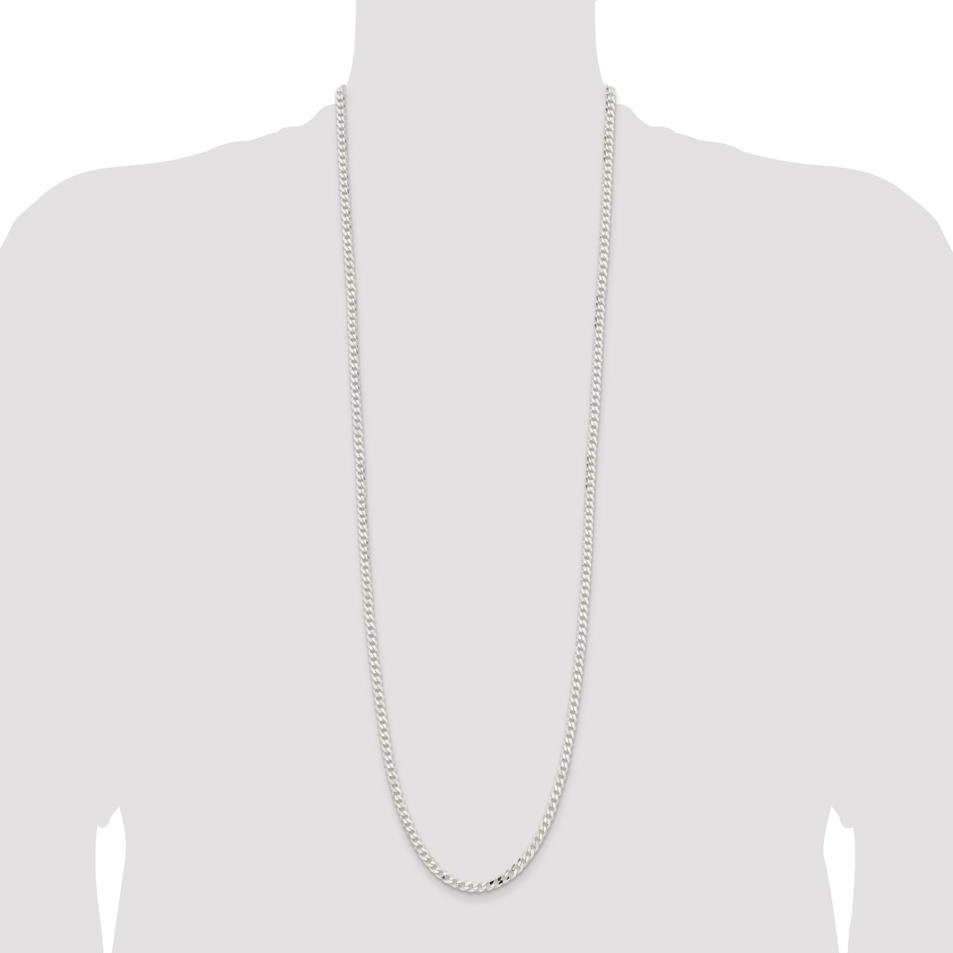 36 Inch Sterling Silver 4.5mm Curb Chain Necklace