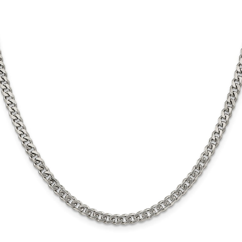 30 Inch Sterling Silver Rhodium-Plated 4.5mm Curb Chain Necklace