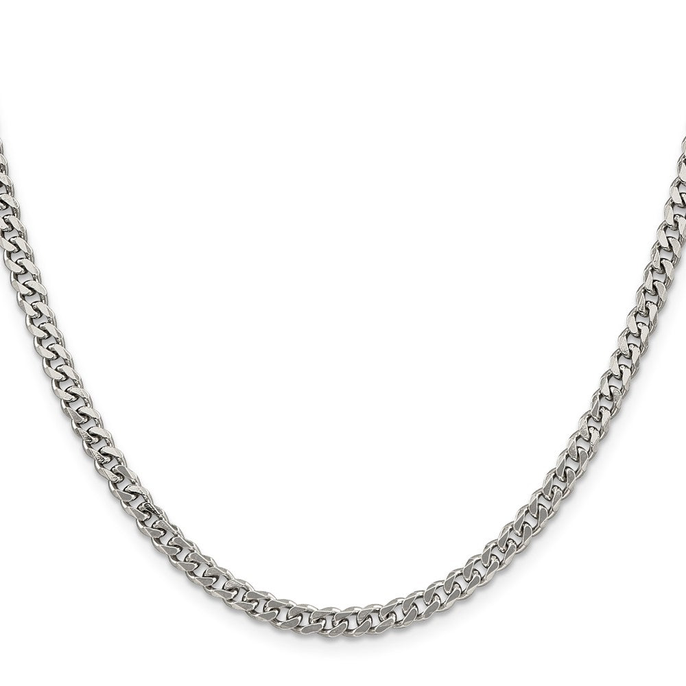 24 Inch Sterling Silver Rhodium-Plated 4.5mm Curb Chain Necklace