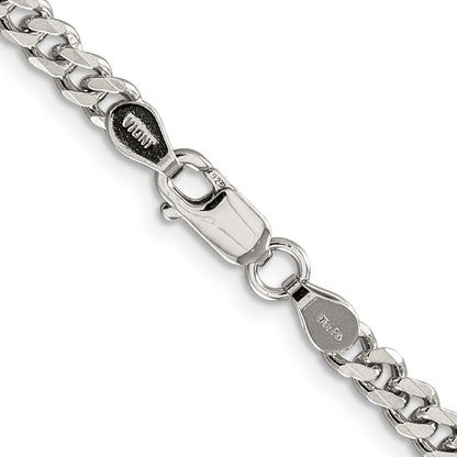 30 Inch Sterling Silver Rhodium-Plated 4.5mm Curb Chain Necklace