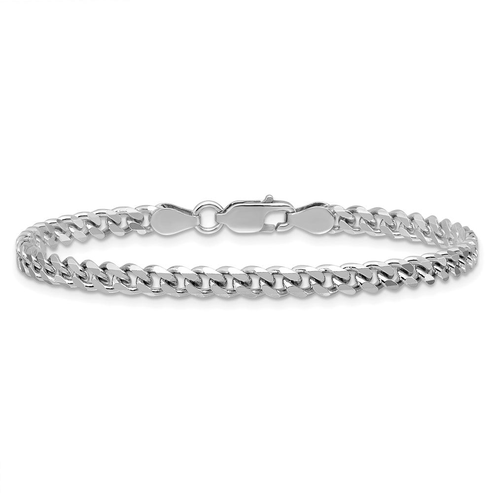 8 Inch Sterling Silver Rhodium-Plated 4.5mm Curb Chain Bracelet