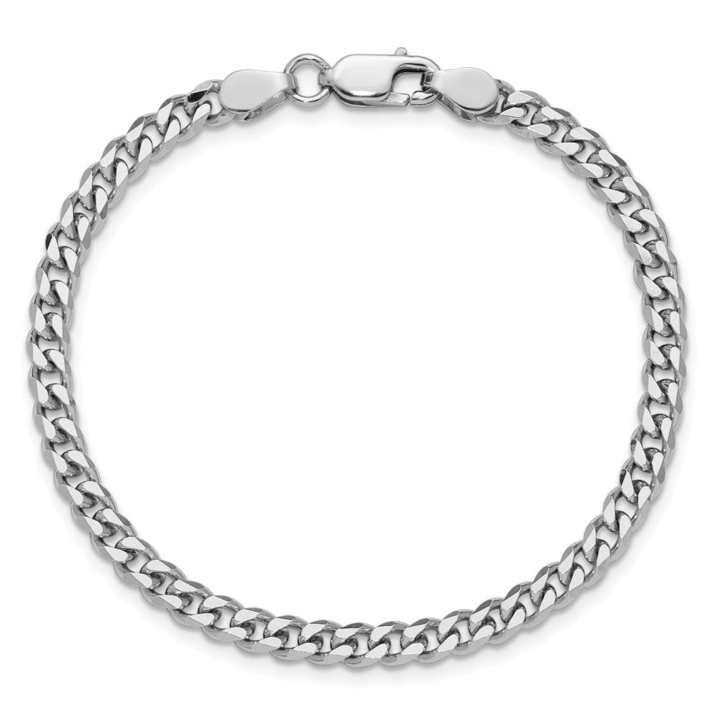 8 Inch Sterling Silver Rhodium-Plated 4.5mm Curb Chain Bracelet