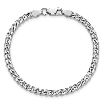 8 Inch Sterling Silver Rhodium-Plated 4.5mm Curb Chain Bracelet