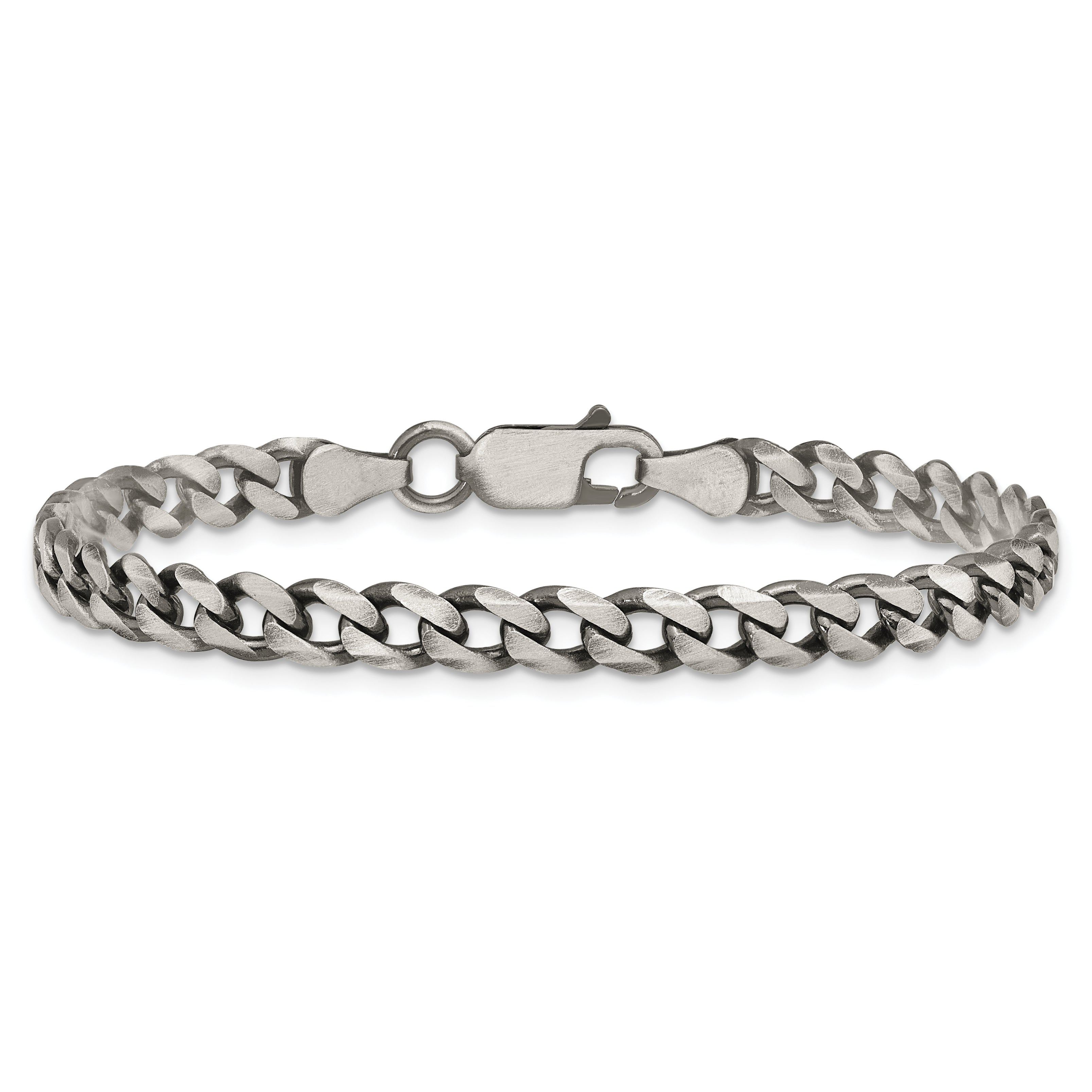7 Inch Sterling Silver Antiqued 5.7mm Curb Chain