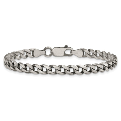 7 Inch Sterling Silver Antiqued 5.7mm Curb Chain
