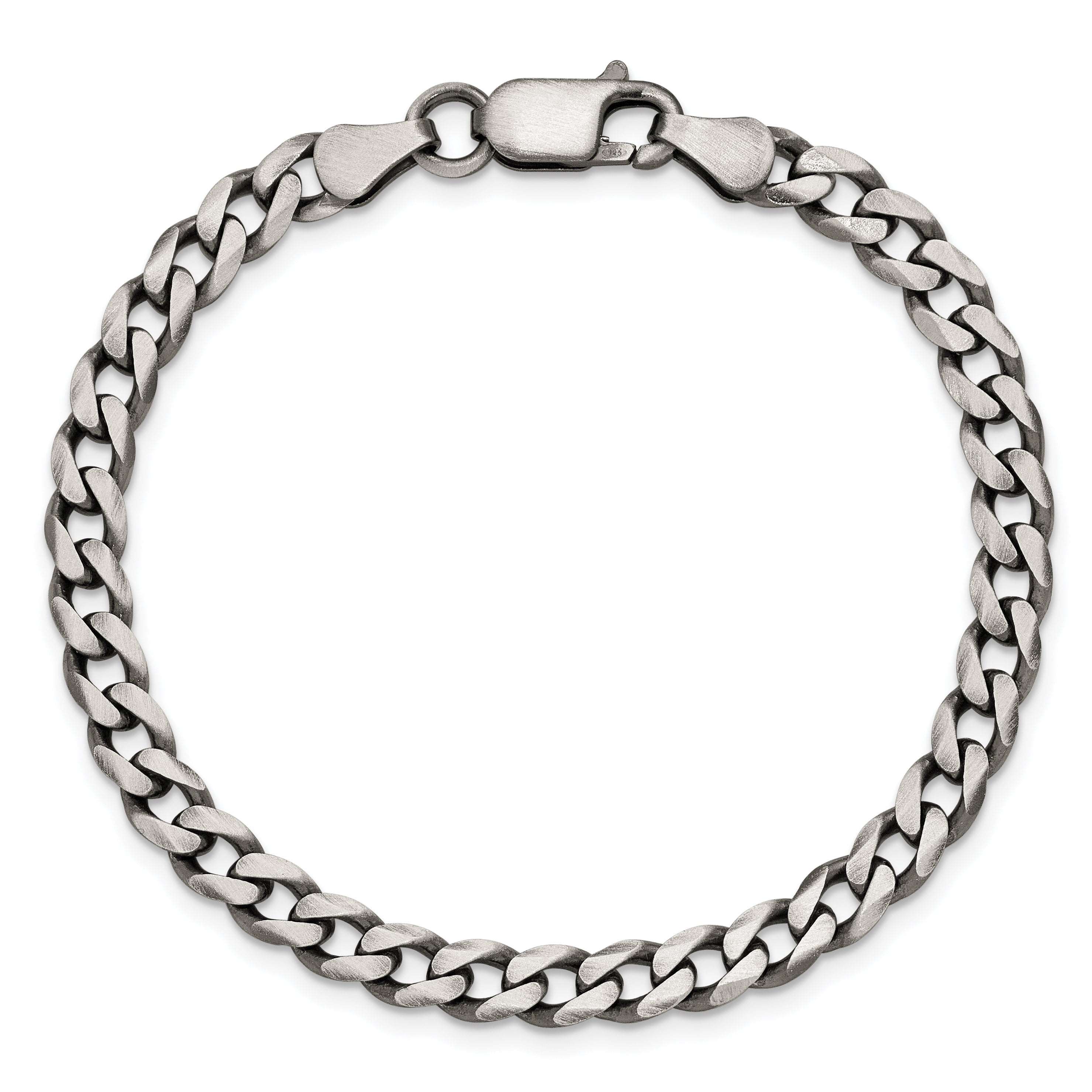 7 Inch Sterling Silver Antiqued 5.7mm Curb Chain