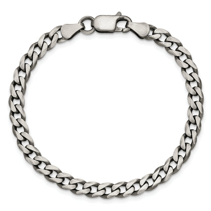 7 Inch Sterling Silver Antiqued 5.7mm Curb Chain