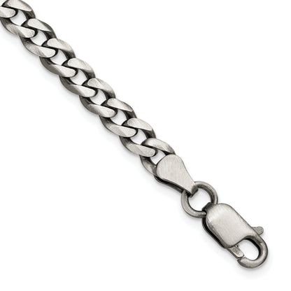 7 Inch Sterling Silver Antiqued 5.7mm Curb Chain