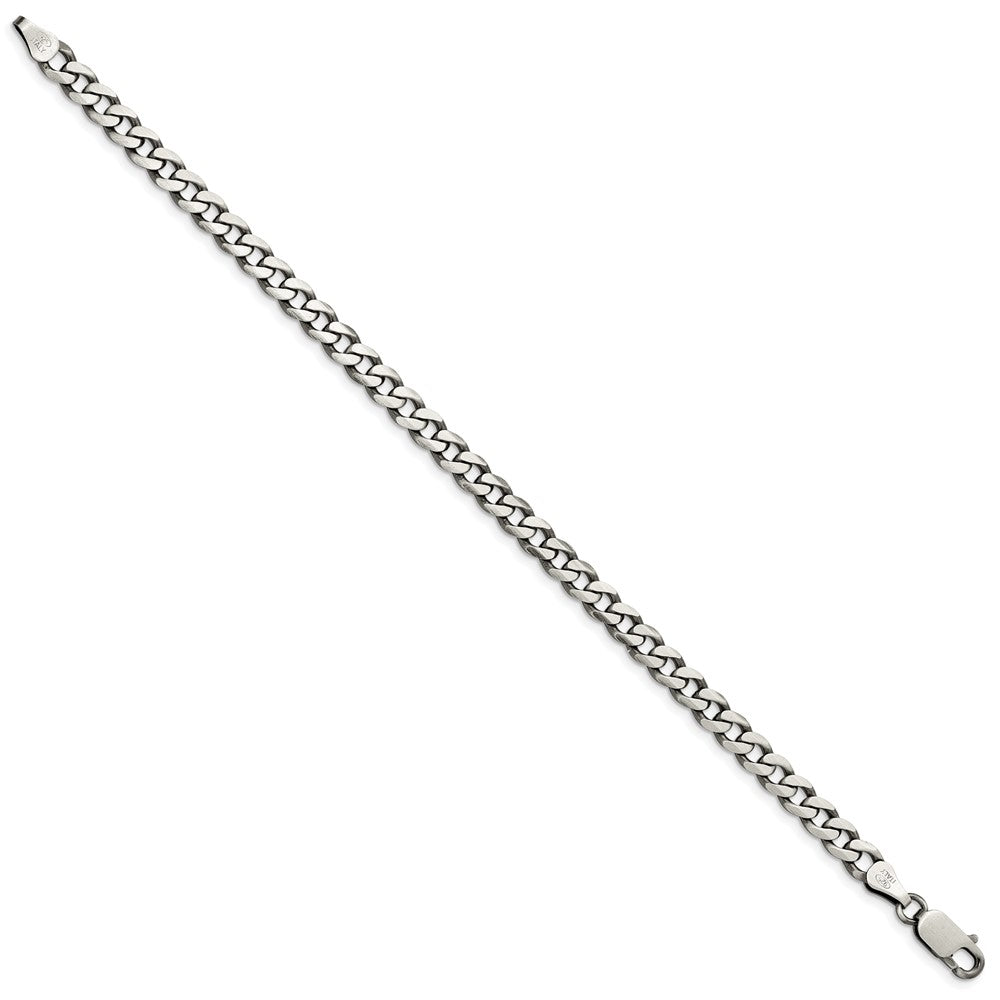 9 Inch Sterling Silver Antiqued 5.7mm Curb Chain Bracelet