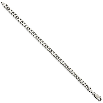 9 Inch Sterling Silver Antiqued 5.7mm Curb Chain Bracelet