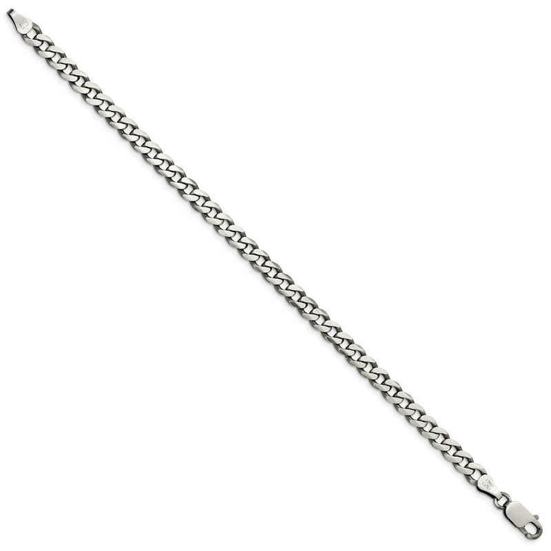 9 Inch Sterling Silver Antiqued 5.7mm Curb Chain Bracelet