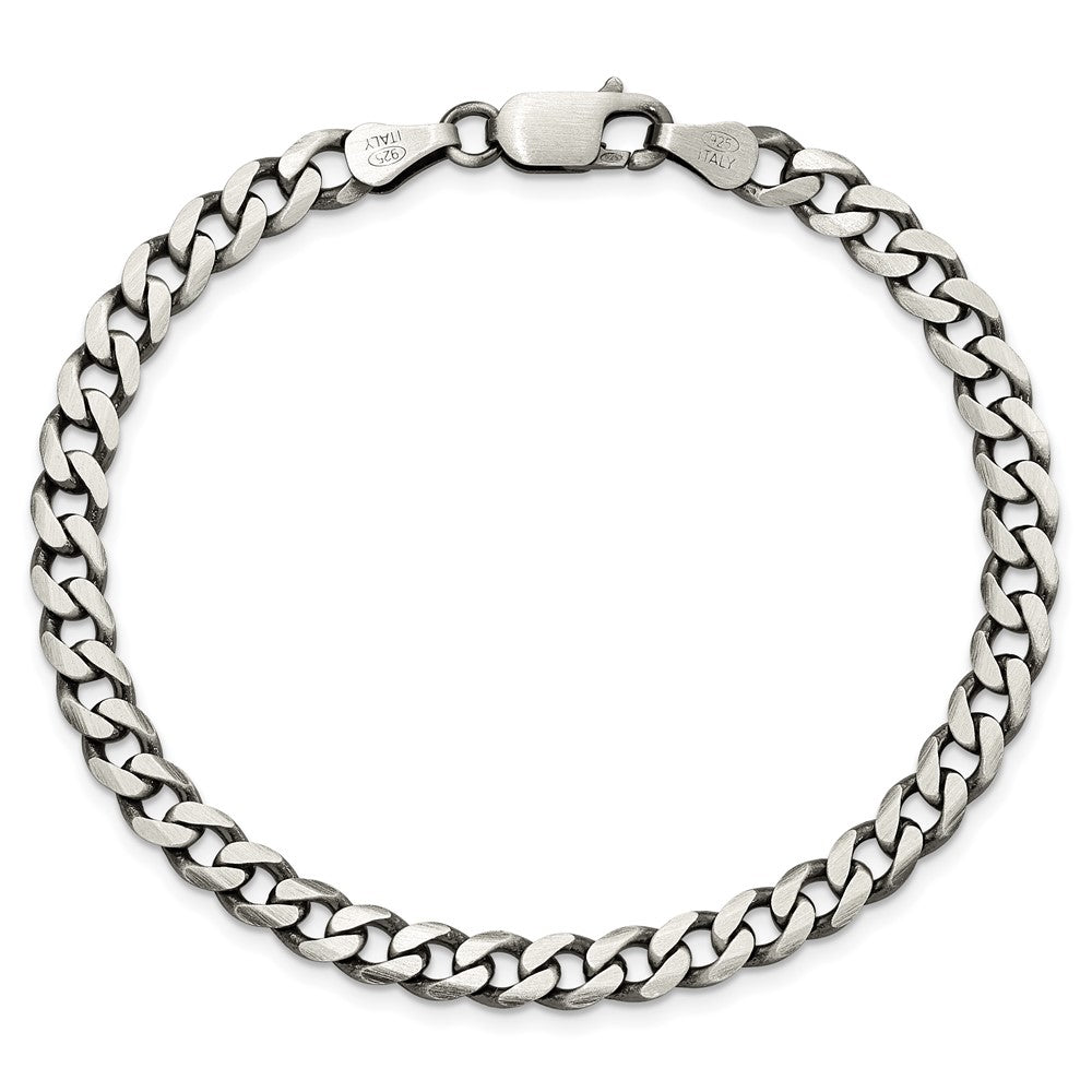 8 Inch Sterling Silver Antiqued 5.7mm Curb Chain Bracelet