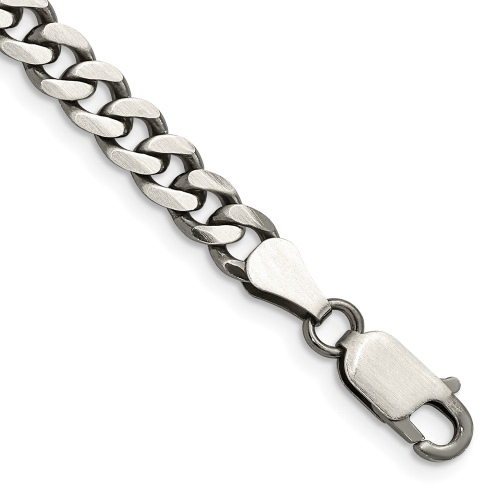 9 Inch Sterling Silver Antiqued 5.7mm Curb Chain Bracelet