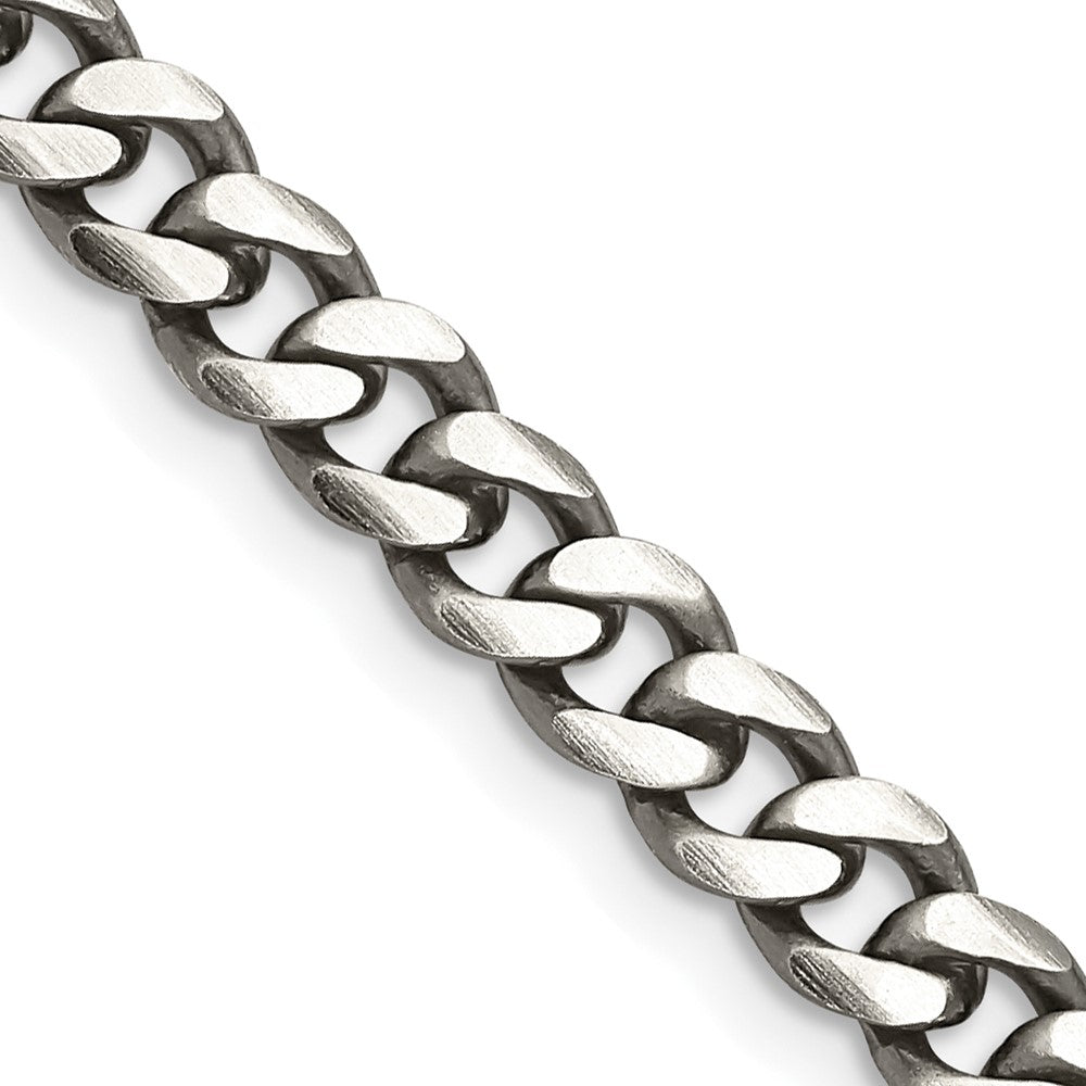28 Inch Sterling Silver Antiqued 5.7mm Curb Chain Necklace