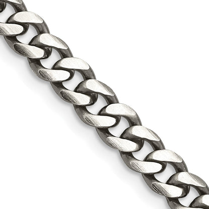 28 Inch Sterling Silver Antiqued 5.7mm Curb Chain Necklace