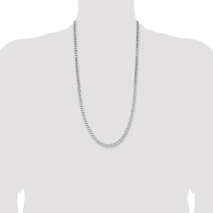 28 Inch Sterling Silver Rhodium-Plated 5.7mm Curb Chain Necklace