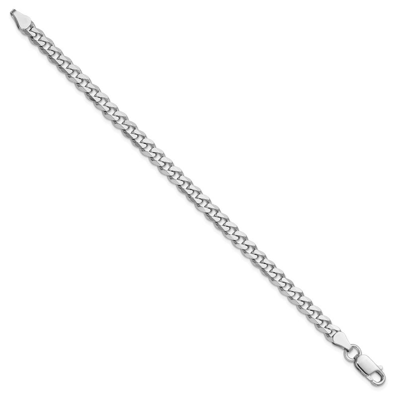 9 Inch Sterling Silver Rhodium-Plated 5.7mm Curb Chain Bracelet
