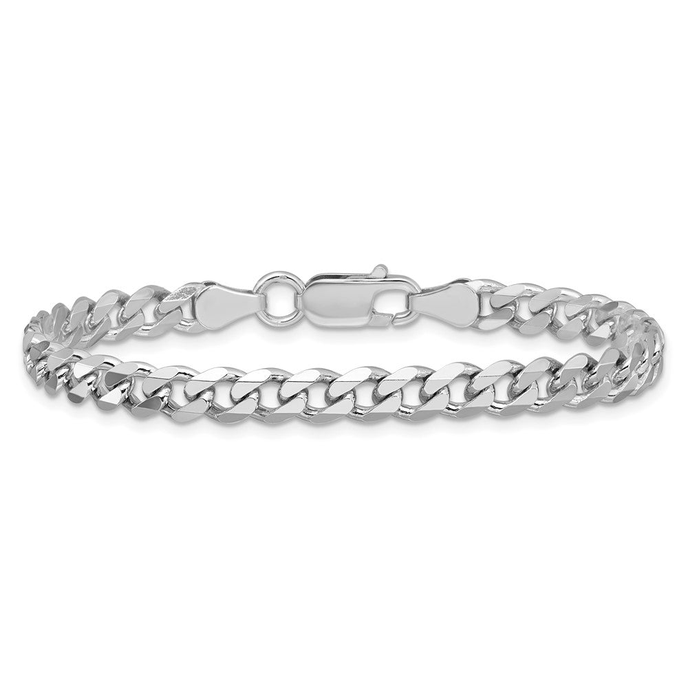 9 Inch Sterling Silver Rhodium-Plated 5.7mm Curb Chain Bracelet