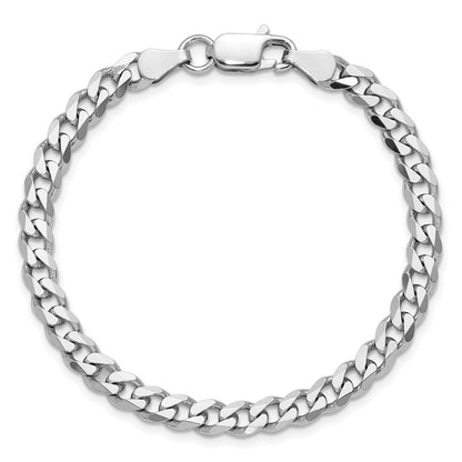 8 Inch Sterling Silver Rhodium-Plated 5.7mm Curb Chain Bracelet