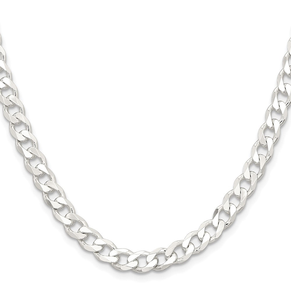 36 Inch Sterling Silver 6.5mm Curb Chain Necklace