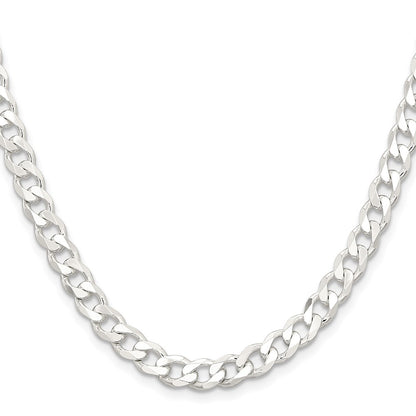 36 Inch Sterling Silver 6.5mm Curb Chain Necklace