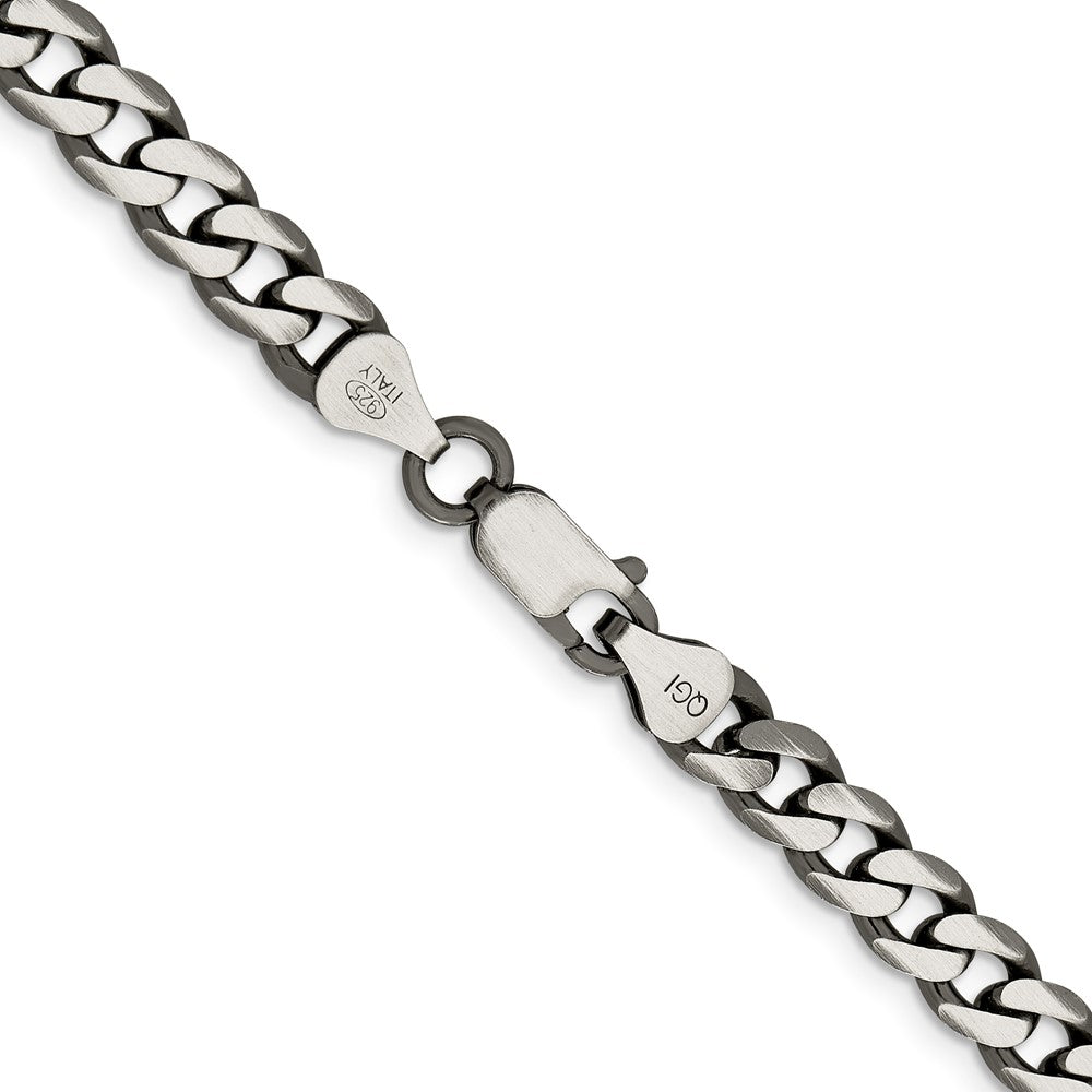 28 Inch Sterling Silver Antiqued 6.5mm Curb Chain Necklace