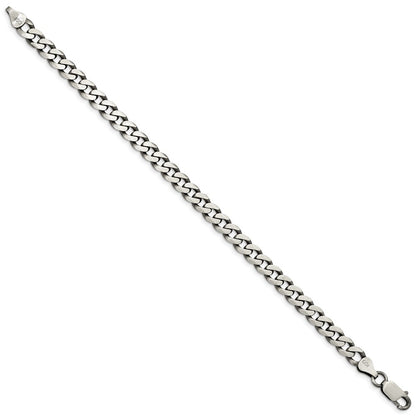 9 Inch Sterling Silver Antiqued 6.5mm Curb Chain Bracelet