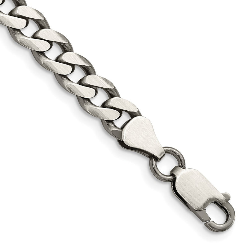 9 Inch Sterling Silver Antiqued 6.5mm Curb Chain Bracelet