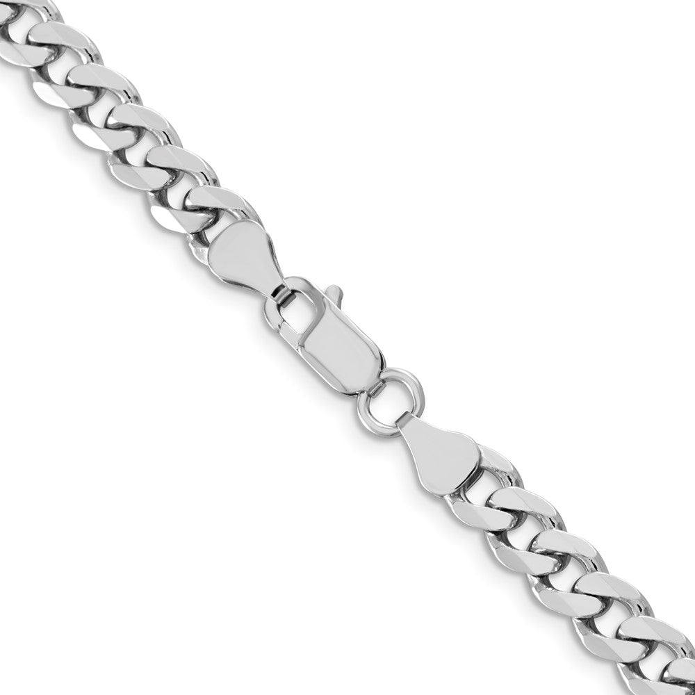 28 Inch Sterling Silver Rhodium-Plated 6.5mm Curb Chain Necklace