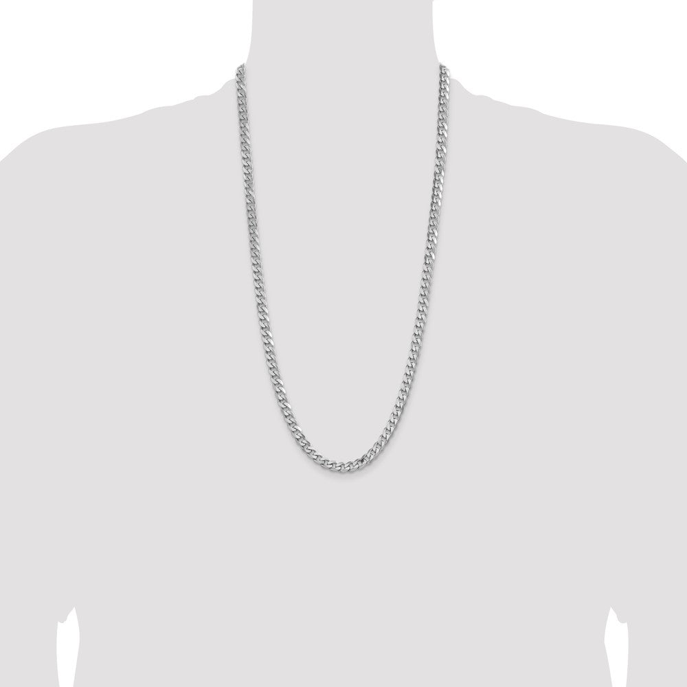 28 Inch Sterling Silver Rhodium-Plated 6.5mm Curb Chain Necklace