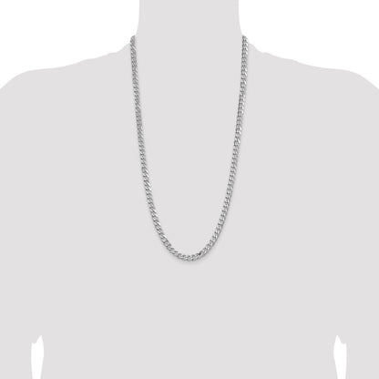 28 Inch Sterling Silver Rhodium-Plated 6.5mm Curb Chain Necklace