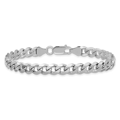 8 Inch Sterling Silver Rhodium-Plated 6.5mm Curb Chain Bracelet