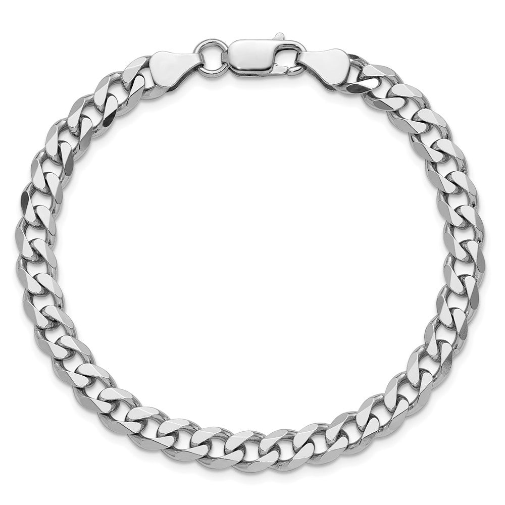 8 Inch Sterling Silver Rhodium-Plated 6.5mm Curb Chain Bracelet