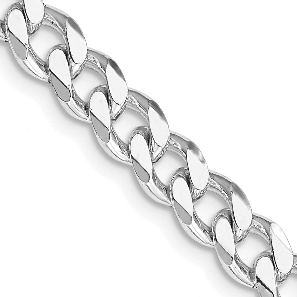 28 Inch Sterling Silver Rhodium-Plated 6.5mm Curb Chain Necklace