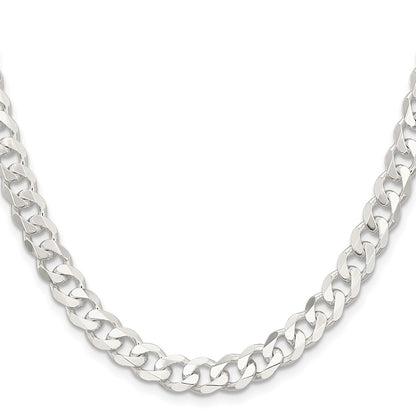 30 Inch Sterling Silver 7.5mm Curb Chain Necklace