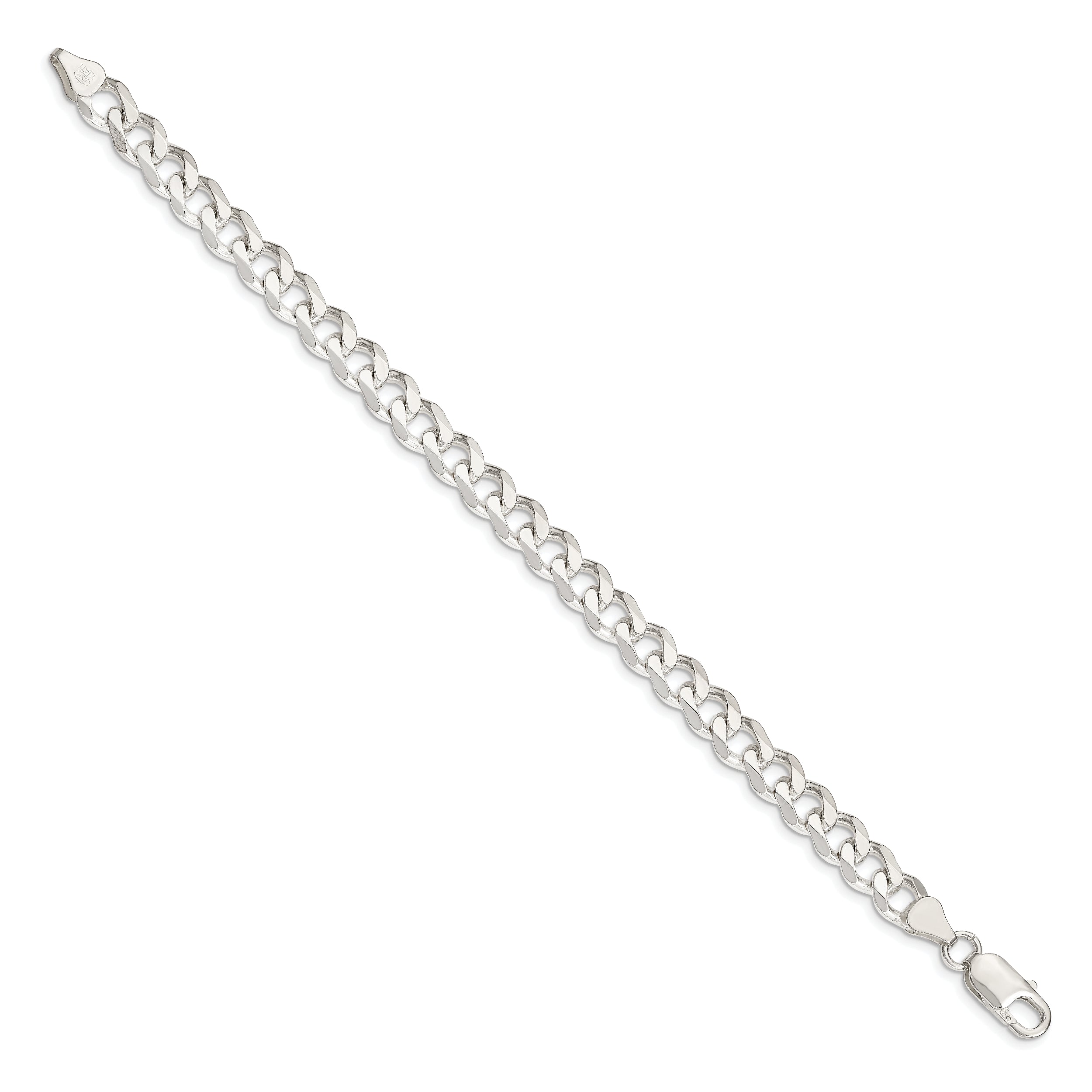 7 Inch Sterling Silver 7.5mm Curb Chain