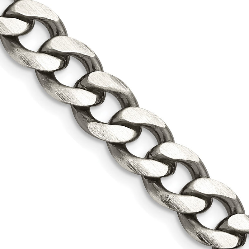 28 Inch Sterling Silver Antiqued 7.5mm Curb Chain Necklace